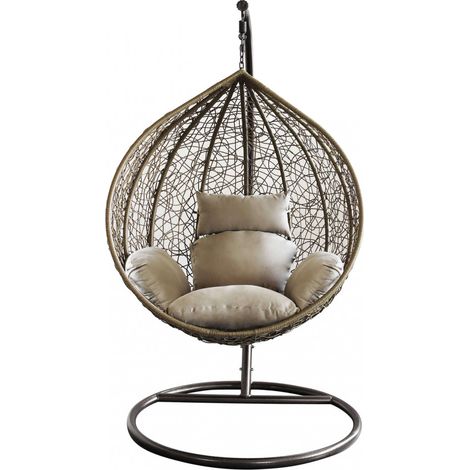 Dondolo poltrona sospesa in wicker naturale e cuscini Grace (1/3)