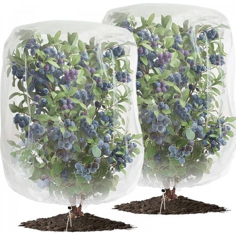 Lot de 2 filets anti-insectes et anti-oiseaux blancs (1,5 x 1 m) avec cordon de serrage, adaptés aux filets de protection des plantes (1/5)