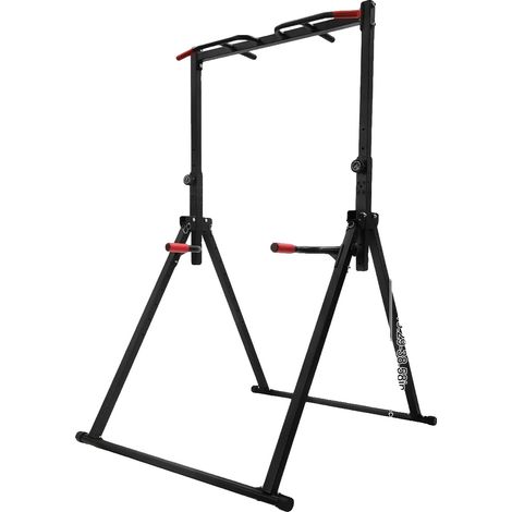 Barre de traction, hauteur réglable, construction en acier durable, noir (1/2)