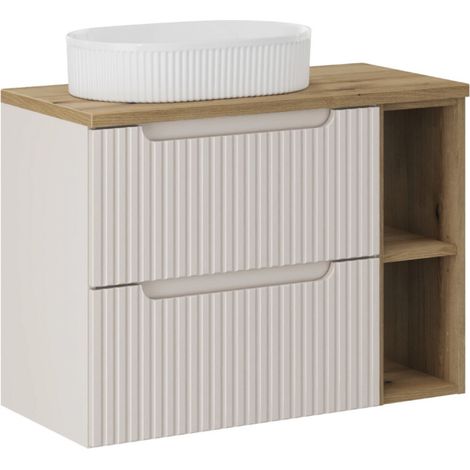 Meuble simple vasque 80cm 2 tiroirs 2 niches Riva Cachemire et Bois (1/5)