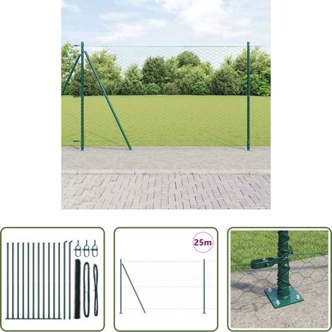 Poteaux de clôture - Poteau de clôture. Vert 25 x 1,4 m (maillage de 50 mm) (1/5)
