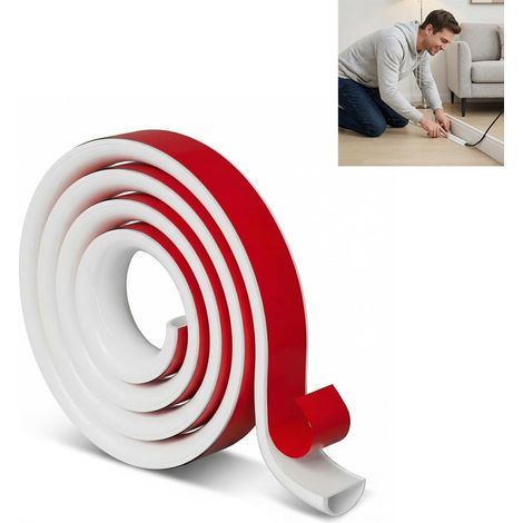 Blanc Autocollant Flexible en Silicone Demi-Rond - Cache-Câble Organisateur pour Caché de 2 à 3 Câbles, Solution de Gestion des Câbles pour Maison et Bureau - Taille : 27x15 mm, Longueur Ajustable (1/5)