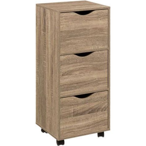 Five Simply Smart – Tour de rangement 3 tiroirs 80 cm – Panneaux de particules – Sur roulettes pour mobilité – Dimensions L. 33 x l. 29,5 x H. 80,5 cm