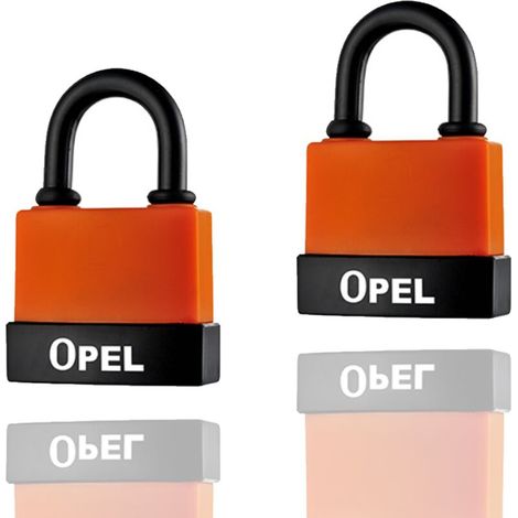 Cadenas Haute Sécurité [A Clé] [Boîtier en plastique PVC anti-poussière] [Extérieur - Anti-rouille] [Pack de 2] - Idéal pour les remises,garages,clôtures et les portails 80mm couleur orange (1/4)