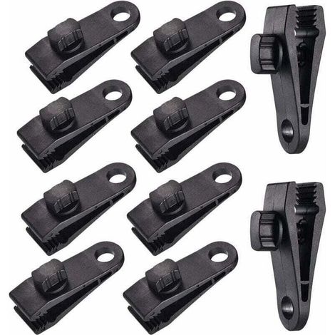 10 juegos de abrazaderas para lonas, abrazaderas para toldos, abrazaderas para lonas, abrazaderas para carpas, carpas para autos, lonas, toldos, camping, color negro - KZQ (1/4)