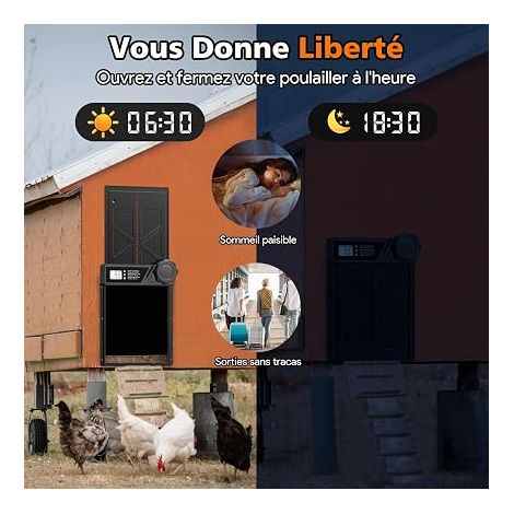 Automatic Battery Chicken Coop Door with LCD Screen, Automatic Chicken Coop Door with Timer, Black (1/5)