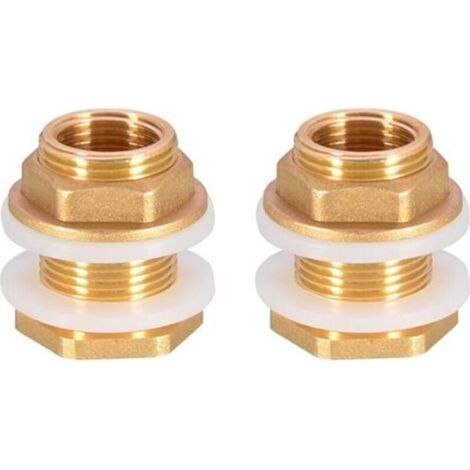 UYUYong 2 Pièces Dn20 3/4 Laiton Réservoir D'eau Tuyau D'eau Raccord Adaptateur Robinet Douille de Seau à Pluie Douille de Réservoir en Laiton pour Robinet Seau de Pluie Réservoir d'eau (1/5)