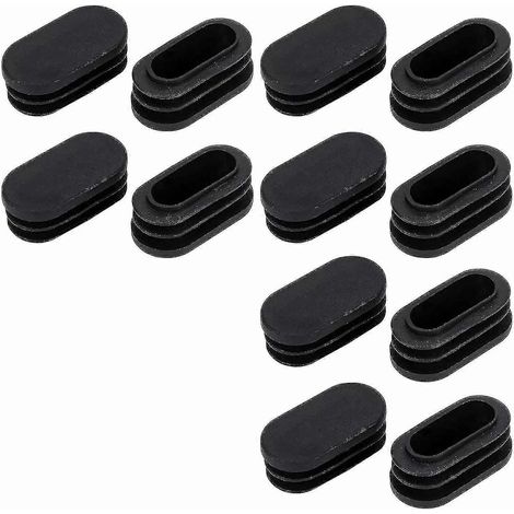 Embouts de tubes ovales en plastique noir antidérapants, protections de sol nervurées pour pieds de chaises, tables, bureaux et meubles (100 oz) (1/5)