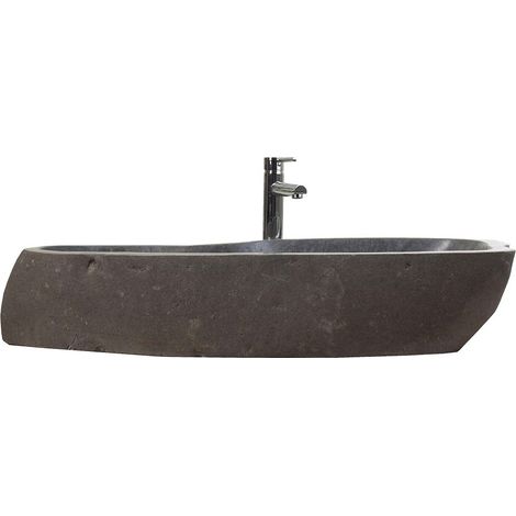 Lavabo vintage pierre gris et naturel Ariel (1/3)