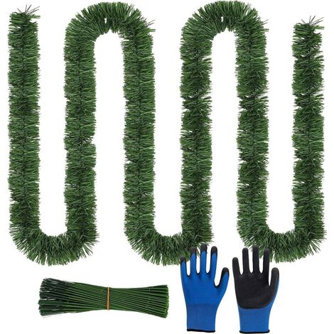 Künstliche Tannengirlande 20m Grün mit Handschuhen & Blumendraht für Innen & Außen