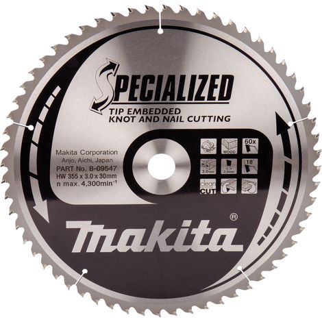 MAKITA PIŁA TARCZOWA  355x30x60z SPECJALIZED DREWNO (Z GWOŹDZIAMI I SĘKAMI) B-33227