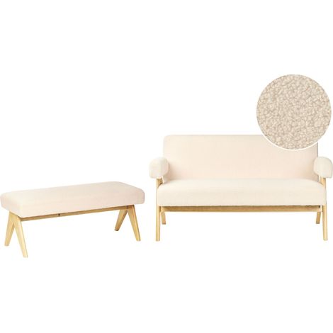 Sofa Set TAMRE Bouclé Cremeweiß / Hellbraun