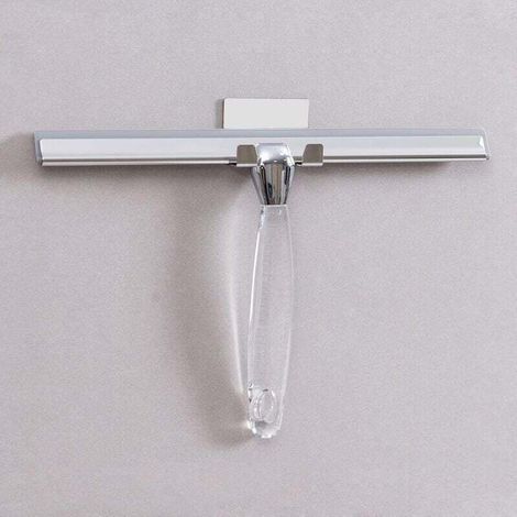 Nettoyeur de che en acier inoxydable avec lame en silicone de 30 cm de long et crochet mural auto-adhésif pour salle de bain, cuisine, miroir, voiture, fenêtre et verre, manche en acrylique transpa (1/5)