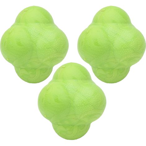 Lot de 3 balles hexagonales rebondissantes en TPR pour la coordination, les réflexes et l'entraînement sportif (vertes). (1/5)