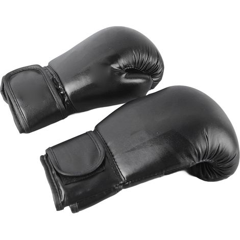 Gants de boxe noirs 8 oz pour sac de frappe, confortables à porter, en PU avec fermeture auto-agrippante pour un maintien sûr, accessoire de boxe (1/5)