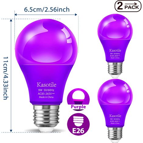 Lampes de croissance pour plantes (2 violettes par boîte, quatre boîtes, 9 W) Ampoule LED couleur E26 E27 9 W à économie d'énergie pour décoration de mariage, maison, fête et scène (1/5)