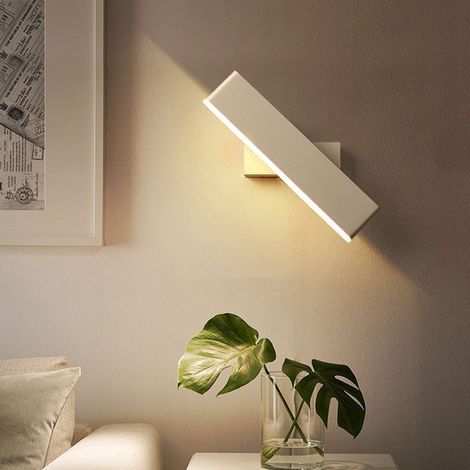 GENERIC-7W Applique Murale LED Lampe Blanche Designe Créatif Luminaire Intérieur Rotation de presque 360 degrés Lampe de Mur pour Chambre Salon Bureau Couloir (Blanc)3000k (1/5)