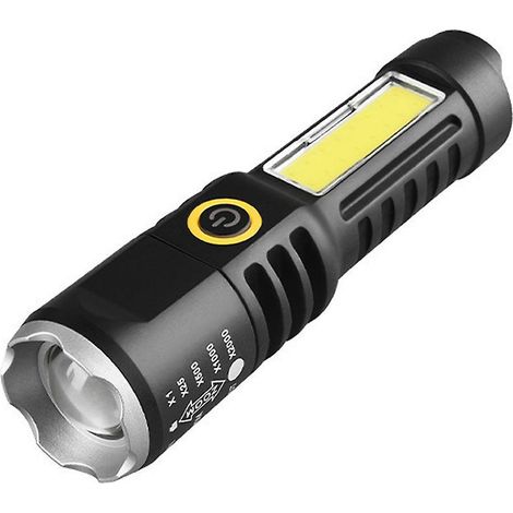 Taschenlampe mit zwei Lichtquellen, tragbar, hohe Helligkeit, Outdoor-Leuchte, teleskopisch fokussierbar, verstellbar