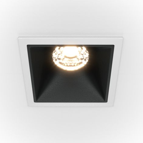 Maytoni Alfa LED Downlight Encastré Carré Dimmable Blanc, Noir, 500lm, 4000K
