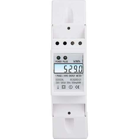Compteur Énergie Domestique LCD Intelligent 230V Monophasé 2P Rail DIN Mesure Précise DDS529L (1/5)