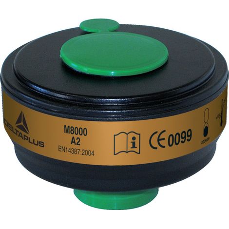 Cartouche filtrante A2 DELTA PLUS M8000A2 pour masques M8200/M8300 - boîte de 4