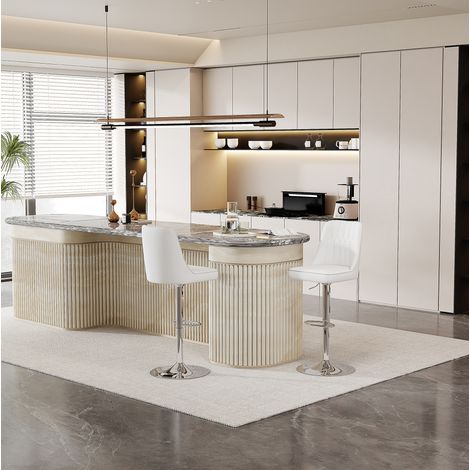 Set 2 sgabelli bar girevoli regolabili in PU metallo OKMYHOME (1/5)
