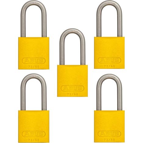 5x Abus Vorhangschloss Aluminium gelb 72LL/40 vs Bügelschloss Gravur geeignet