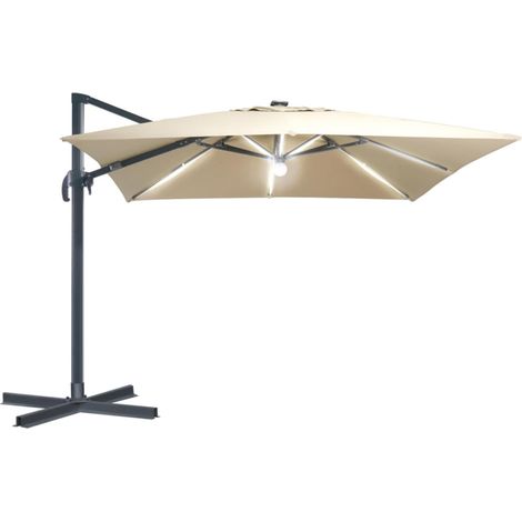 Ombrellone Palo Laterale in Alluminio Luci Led Telo Idrorepellente Misura 3x3 Mt