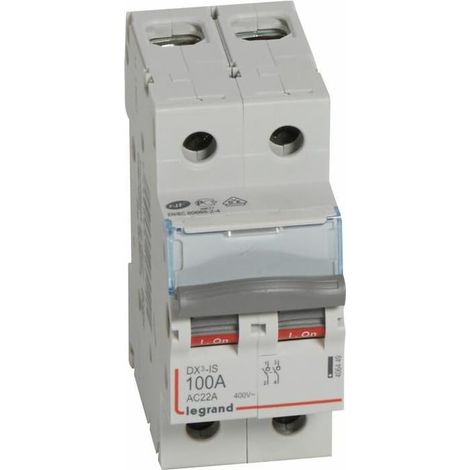 Interrupteur sectionneur bipolaire 2P 400V - 100A - 2 modules - Bornes à vis