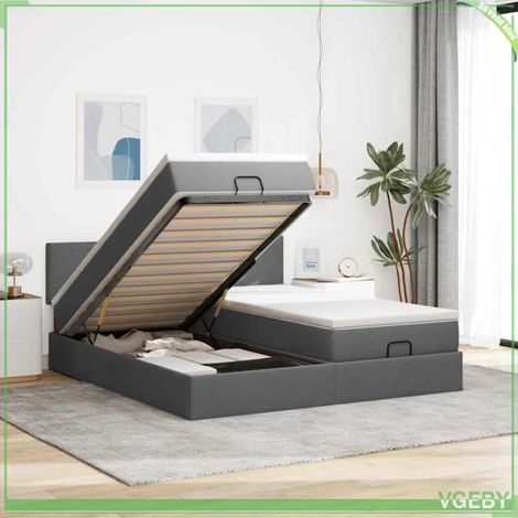 Cadre de lit ottoman avec matelas - 3312823 - Gris foncé - Rangement hydraulique - Matelas 180x200 ressorts ensachés (1/5)