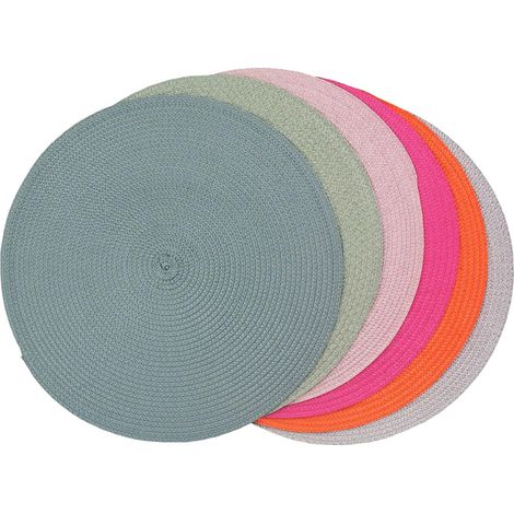 Lot de 6 sets de table ronds en plastique tissé de couleurs mélangées, 38 cm, pour salle à manger, Style B'Style B'Style B'- (1/3)
