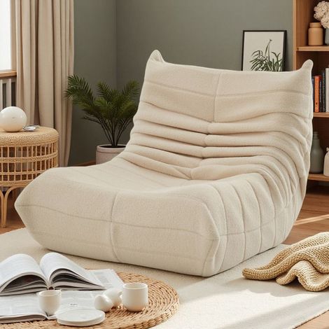 Sillón reclinable - NEXU - 86x105x75 cm - Terciopelo beige - Confort relajante (1/5)