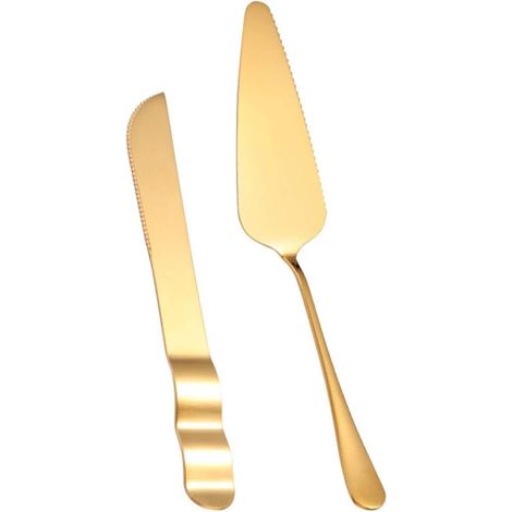 Ensemble de 2 Pièces pour Gâteau : Couteau à Gâteau et Fourchette, Pelle à Pâtisserie, Pelle à Pizza, Ustensiles de Service, Cuillère à Dessert (1/4)