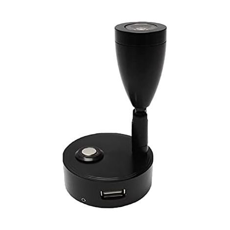 Reading lamp with touch on/off switch and USB port. 5V/2A, suitable for caravans, motorhomes, boats, white light (black) (1/4)