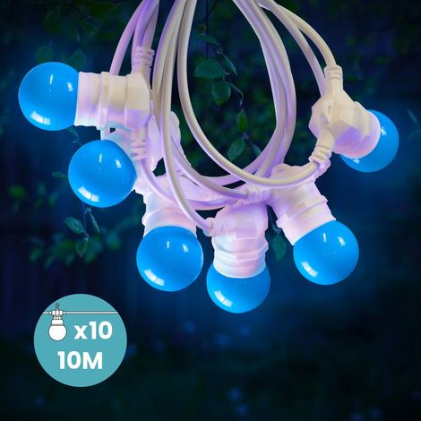Guirlande Lumineuse Guinguette Bleu 10 m Cable Blanc (1/3)