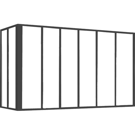 Verrière d'angle atelier en aluminium thermolaqué - L180 x L60 x H105 cm - Noir - BAYVIEW