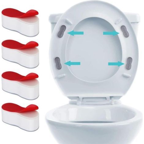 CSPARCV 4-teiliger Universal-Toilettendeckelverschluss mit starkem Klebstoff, geeignet für Haushalte, Hotels und Schulen (1/4)