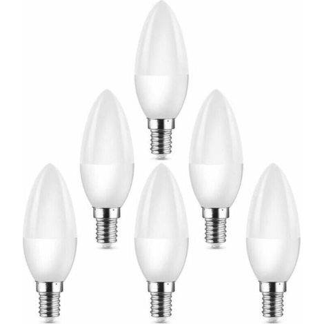 Kleine LED-Lampen mit Edison-Schraubfassung (E14), entspricht einer 40-W-Halogenlampe (C37), 400 lm, 3000 K warmweiß, 6er-Packung (1/4)