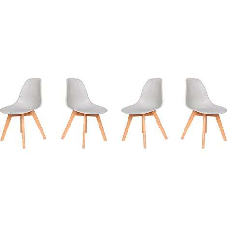 Hobag – Lot de 4 chaises scandinaves gris – Structure en hêtre – Assise en polypropylène – Dimensions L53 x W46 x H80 cm – Hauteur d'assise 52 cm