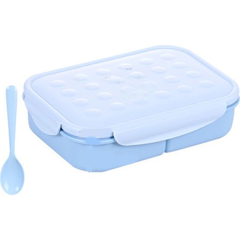 Bento-Lunchbox mit 3 Fächern, lebensmittelechtes PP, sicher, wiederverwendbar, tragbar, unterteilt, mit Löffel, für Schule und Büro, 1800 ml (1/5)
