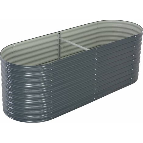 vidaXL Letto Rialzato Giardino 240x80x81 cm in Acciaio Zincato Grigio (1/5)
