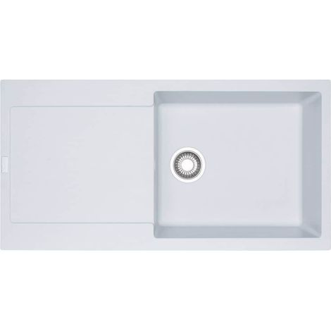 Franke – Évier 1,5 bac Fragranit+ MRG611-XL – Blanc artic moucheté – Pré-percé pour robinetterie – Traitement anti-bactérien