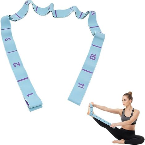 Bande élastique de yoga, ajustable et résistante, en polyester/coton, longueur 90 cm, 11 boucles, améliore la flexibilité et la force des athlètes et des passionnés de yoga. (1/5)
