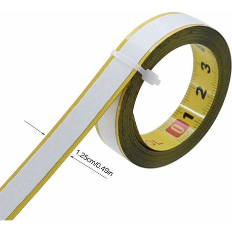 Mètre ruban auto-adhésif en mètres - avec ruban adhésif pour menuisiers - Usage domestique - Autocollant pour machine à coudre - (2 m)