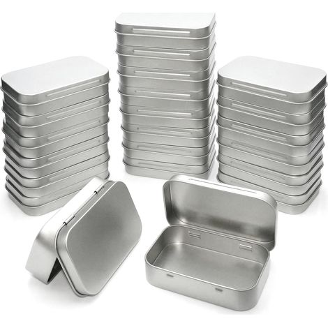 22 Boîtes Métal, 95 x 60 x 20 mm, Argentées, à Charnière (1/5)