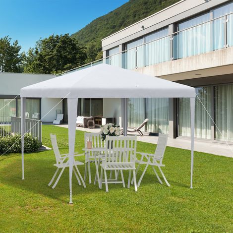 Pergola blanche 2,7x2,7m en acier, abri de jardin extérieur et intérieur