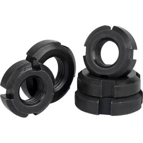 Écrous Rond Écrous Fendu Écrou à Quatre Fentes Acier au Carbone Écrou de Blocage M20x1.5mm 5 pcs (1/5)