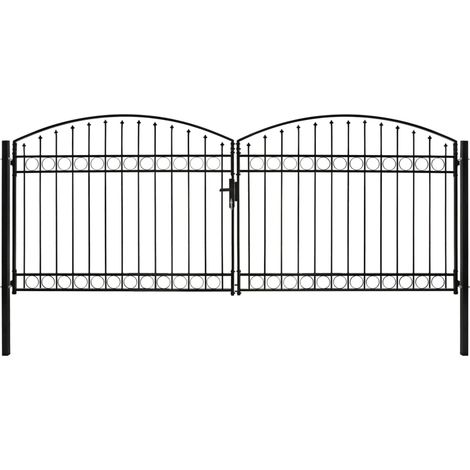 Cancello per recinzione ASSEN a doppia anta con parte superiore ad arco in acciaio 400x175 cm vidaXL (1/5)