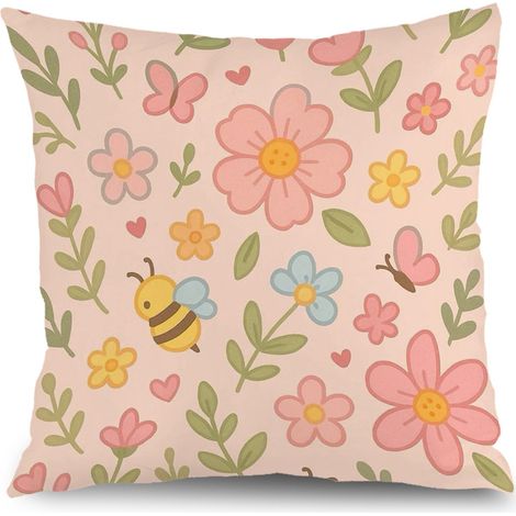 Taie d'oreiller vintage floral, décoration salon chambre maison,45×45cm (1/5)