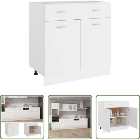 vidaXL Küchenorganisation - Schubunterschrank Lyon Weiß 80x46x81,5 cm Holzwerkstoff (1/5)